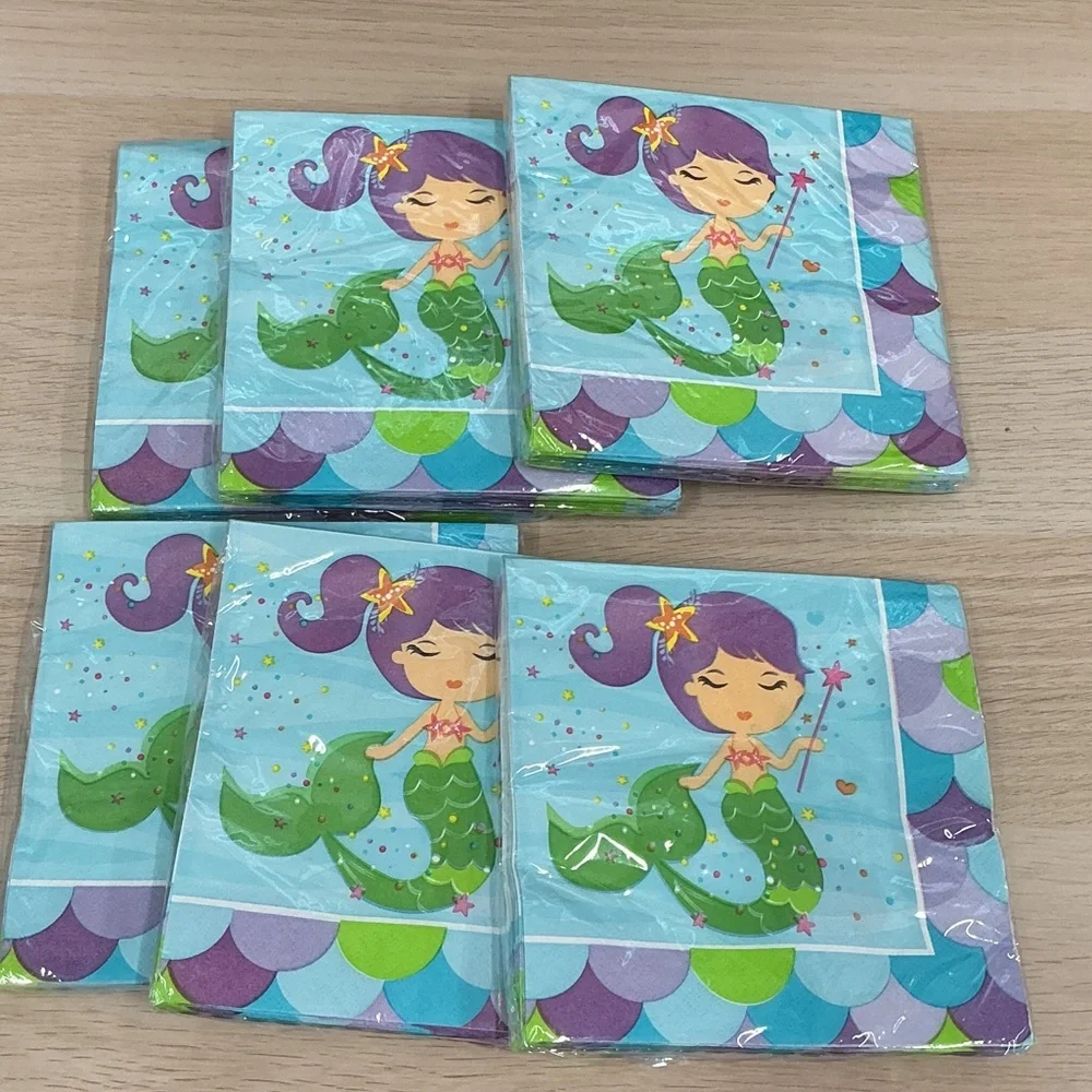 Mermaid Party Plates and Napkins Set